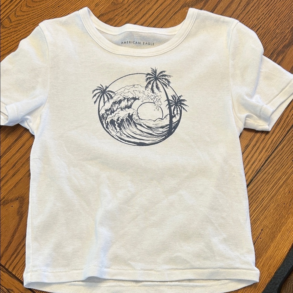 American Eagle Outfitters Kids White Wave Graphic Tee